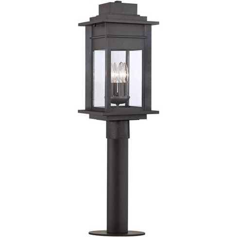 Franklin Iron Works Rustic Outdoor Post Light Fixture LED Black Specked Gray 31 1/2" Clear Glass for Exterior Garden Yard Driveway - image 1 of 3