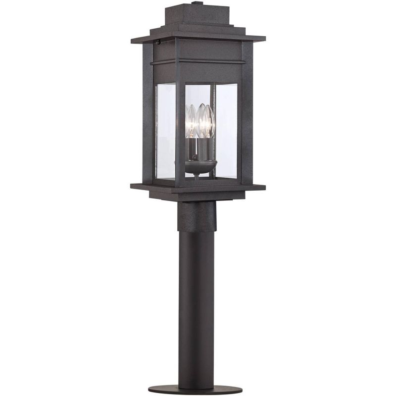 Franklin Iron Works Rustic Outdoor Post Light Fixture LED Black Specked Gray 31 1/2" Clear Glass for Exterior Garden Yard Driveway, 1 of 4
