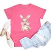 Bunny Watercolor With Bow - Women's Garment Dyed Graphic T-Shirt - 3 of 4