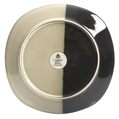Teal and Black Ceramic Square Dinnerware Set, Service for 4