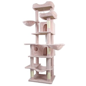 TopComfy Pet Tower Multi Level Pink Cat Tree Soft Hammocks Hanging Basket Cozy Cave Removable Washable Cushion for Cats, Pink, 17.8"*20"*68" - 1 of 4