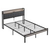 TOAOTBNBO Metal Platform Bed with Footboard, Elegant Bed Frames with Headboard and USB, Classic Beds with Storage, Beige and Black - 2 of 4