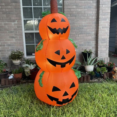 Costway 5 Ft Halloween Inflatable 3-pumpkin Stack Blow Up Pumpkin Ghost ...