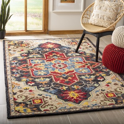 Handmade Charcoal Square Wool Tufted Area Rug - 5'