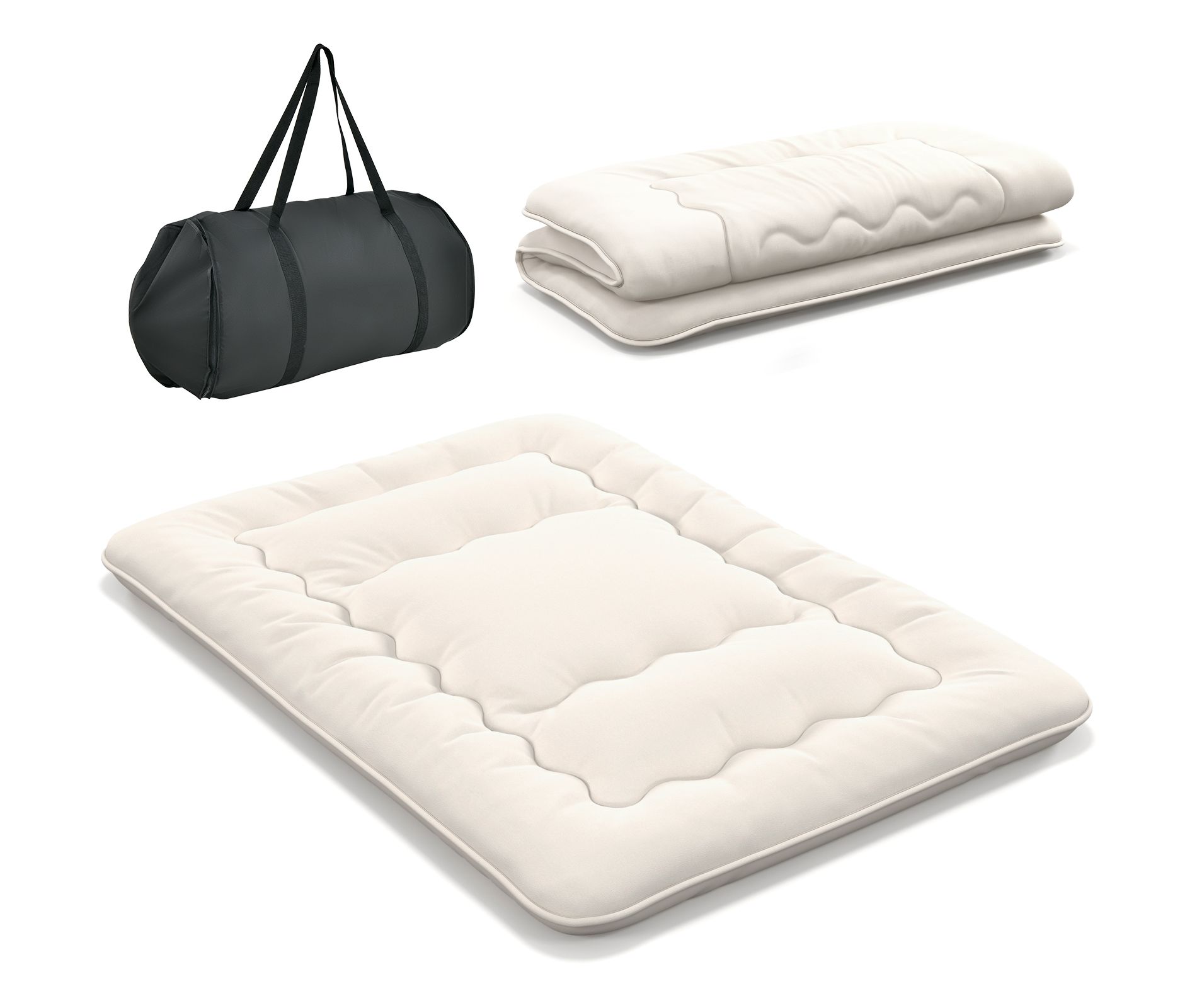 Costway Full/King/Queen/Twin Futon Mattress Japanese Floor Sleeping Pad Washable Cover Carry Bag Beige