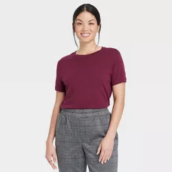 Women's Short Sleeve Slim Fit T-Shirt - A New Day™ Burgundy XXL