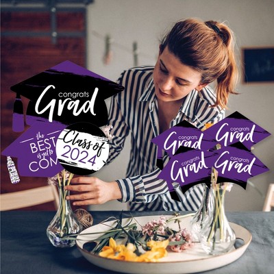 2024 Purple Grad Celebration Centerpiece Kit - 35 Double-Sided Cutouts