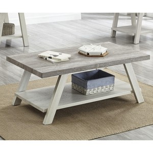 CAVINAS Coffee Tables for Living Room Contemporary Rectangle Replicated Wood Coffee Table with a Shelf and Wide-angled Legs - 1 of 4