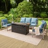 Captiva Designs Coastal 4pc Patio Steel and Rattan Fire Pit Set with Cushions - 2 of 4