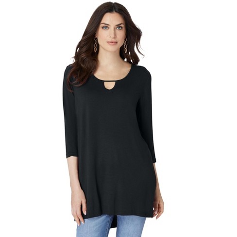 Roaman's Women's Plus Size Cutout Detail Ultra Femme Tunic - image 1 of 4