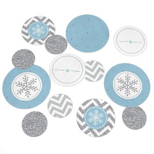 Big Dot of Happiness Winter Wonderland - Snowflake Holiday & Winter Wedding Giant Circle Confetti - Party Décor - Large Confetti 27 Count - 1 of 4