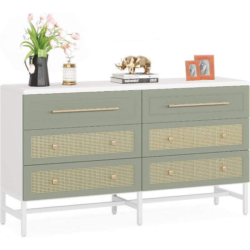 Tribesigns 6 Drawer Dresser, Modern Double Chest of Drawer, 1 of 6