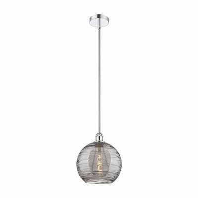 Athens Deco Swirl - 1 Light Stem Hung Mini Pendant In Industrial Style-11.13 Inches Tall and 10 Inches Wide