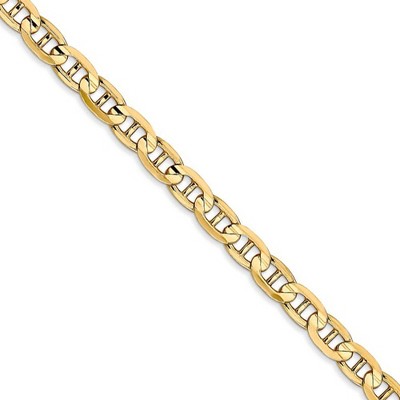 Black Bow Jewelry 4.5mm, 14k Yellow Gold, Solid Concave Anchor Chain Necklace