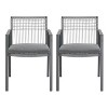 Christopher Knight Home Mikell Outdoor Aluminum Rope Dining Chair (Set of 2) with Water Resistance Cushion, Gray and Black - 2 of 4