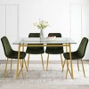 Mona+Bingo 5 Piece Gold Rectangular Clear Tempered Transparent Glass Table with 4 Upholstered Side Chairs-Maison Boucle - 3 of 4