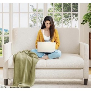 52-Inch Teddy Fabric Loveseat, Wood Frame Small Couch with No Assembly Required for Living Room, Bedroom & Apartment - 1 of 1