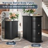 Resenkos Nightstand,Bedside End Table,Wood End Table, Narrow Side Table Nightstand with 2 Drawers,Off-White - 3 of 4