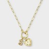 14K Gold Dipped Cubic Zirconia Puffy Heart Charm Initial Necklace - A New Day™ Gold - 2 of 4