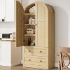 Coucheta 72" Tall Arched Kitchen Pantry Cabinet, Farmhouse Wood Pantry Storage Cabinet with 2 Drawers, Versatile Cupboard for Dining, Living Room - 3 of 4