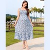 Women Smocked Maternity Boho Dress Summer Casual Spaghetti Strap Ruffle Sleeveless Flowy Maxi Dress Baby Shower Photoshoot Blue Small - 2 of 4