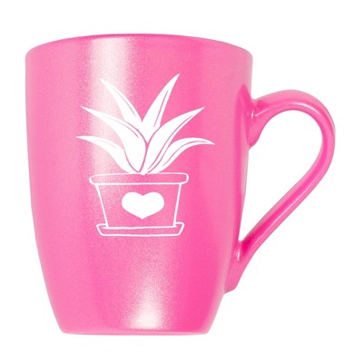 Elanze Designs Botanical Succulent Nature Coffee Cup Mug 10 Ounce Ceramic With Shimmery Metallic Finish Elegant Minimalist Aloe in Heart Planter