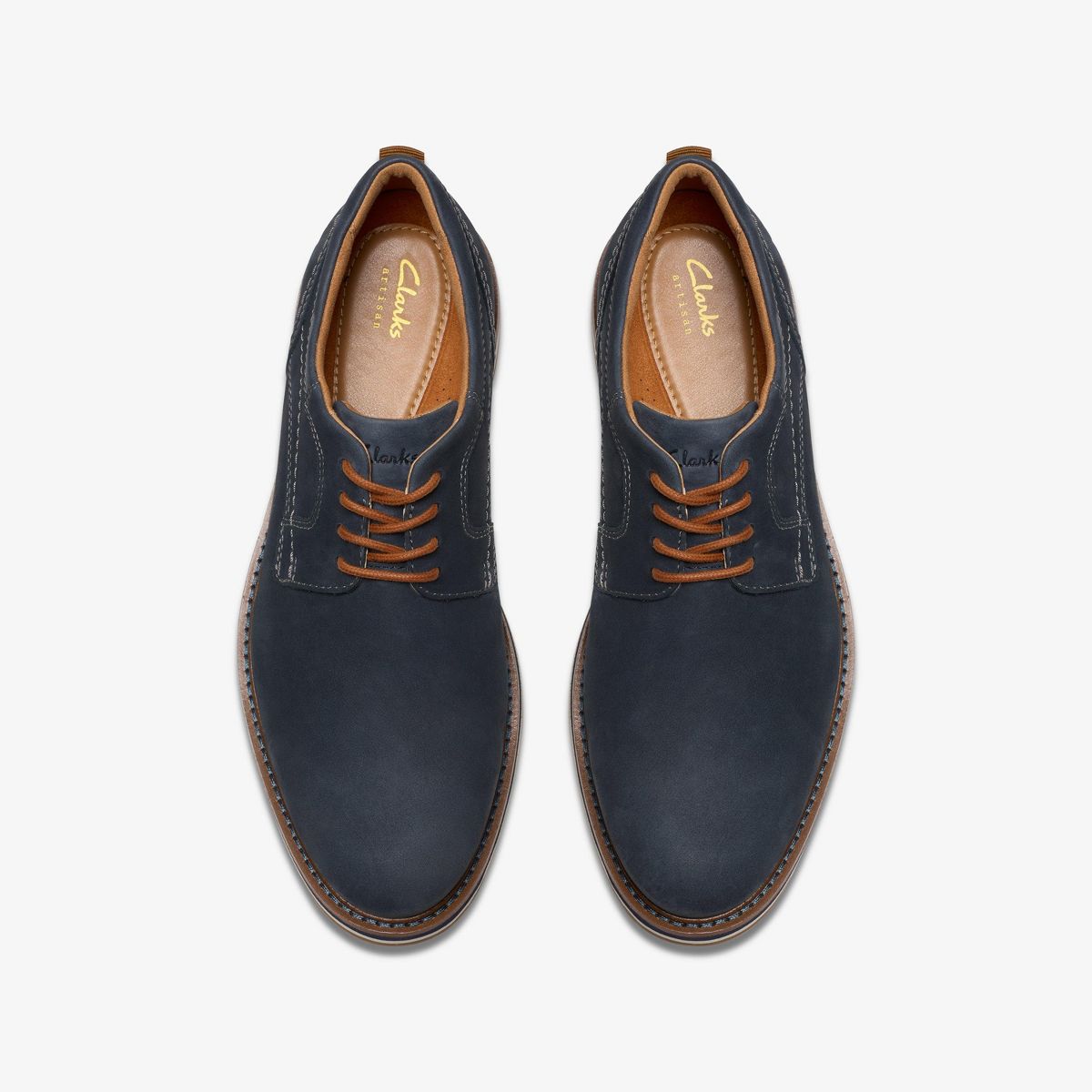 Clarks Mens Monahan Plain Navy Nubuck Shoes - thumbnail 6
