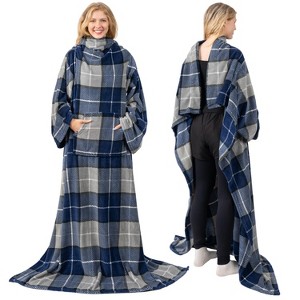 PAVILIA Fleece Wearable Blanket with Sleeves, Warm Cozy Soft Functional Lightweight Sleeved Throw Adults Men Women - 1 of 4