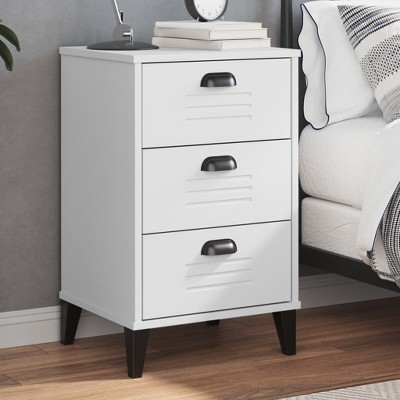 vidaXL Bedside Cabinet Accent End Table Bedroom Furniture Solid Wood Pine, 15.7"x13.8"x25.6", With 3 Drawers