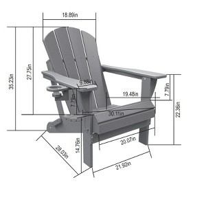 Gulches HDPE Folding Adirondack Chair with Dual Cup Holder - Composite Adirondack Chair with Wood Texture- Blck - 1 of 1