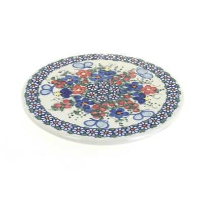 Blue Rose Polish Pottery Garden Butterfly Trivet