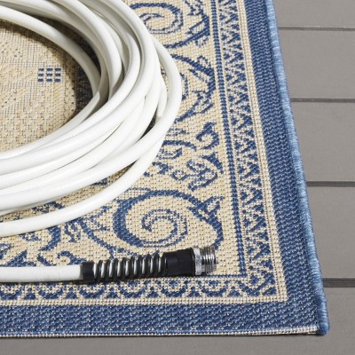 Natural Blue 27" Easy-Care Flat Woven Synthetic Area Rug