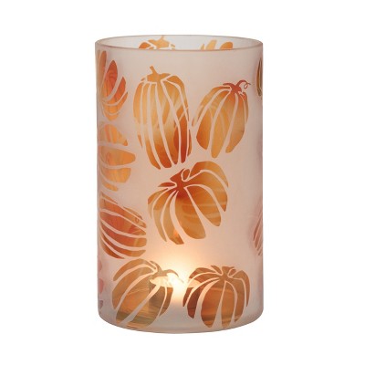 Transpac Glass 8 in. Multicolor Harvest Pumpkin Candle Holder