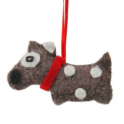 Northlight 3.75" Brown and White Polka Dot Plush Dog Hanging Christmas Ornament