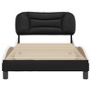 vidaXL Twin XL Bed Frame with Headboard - Black/White Faux Leather, Plywood Slats, Elegant Waved Design, Supports 39.4"x79.9" Mattress - 3 of 4