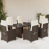 vidaXL Patio Dining Set with Cushions Table and Chair Furniture Poly Rattan - Brown and Cream Glass 6 Pieces - 2 of 4