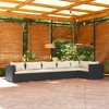 vidaXL Poly Rattan Patio Lounge Set- 6 Piece Outdoor Furniture with Cushions, Modular Black & Cream Sofa Set, Powder-Coated Steel Frame - 2 of 4