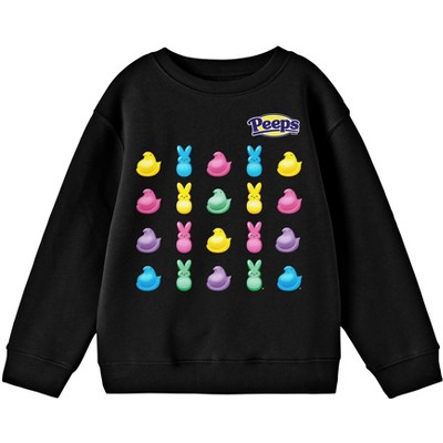 Peeps Colorful Chicks and Bunnies Youth Boy’s Black Sweatshirt