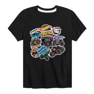 Boys' - Hot Wheels - Monster Truck Stickers Short Sleeve Graphic T-Shirt - 1 of 4
