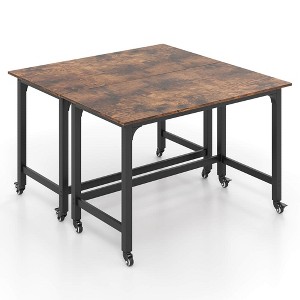 Costway 1/2/4 PCS Rolling Computer Desk Metal Frame PC Laptop Table Wood Top Study Workstation - 1 of 4