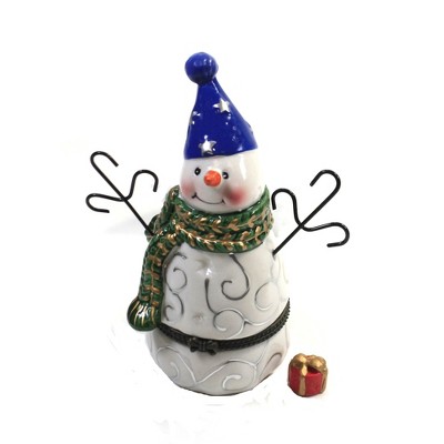 Hinged Trinket Box 4.5" Snowman W/Blue Hat. Christmas  -  Decorative Figurines