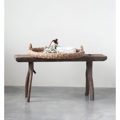 Natural Braided Bankuan Round Tray with Handles