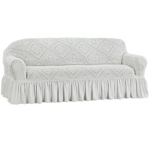 Collections Etc Ruffled Stretch Furniture Cover - 1 of 3