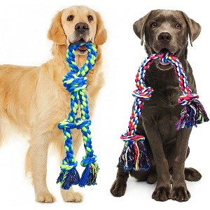 Heavy Duty Dog Rope Toys for Large Breed Aggressive Chewers, 2 Pack Indestructible Teeth Cleaning Tug of War Toy - 1 of 4