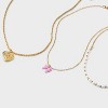 Girls' 3pk Heart Locket Pearls and Bow Charms Necklace - art class™ Gold: Acrylic Zinc Chain Set - 4 of 4