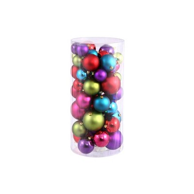 Northlight 50ct Shatterproof 2-Finish Christmas Ball Ornament Set 4” - Red/Purple