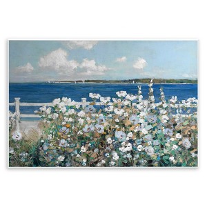 Stupell Industries Beautiful White Flower Bush Seaside Fence Ocean View Wall Plaque Art, 15" x 10" - 1 of 4