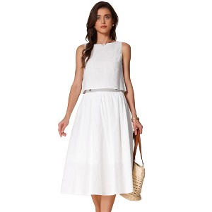INSPIRE CHIC Women's Sleeveless Crew Neck High Waist Midi Skirt Set - 1 of 4