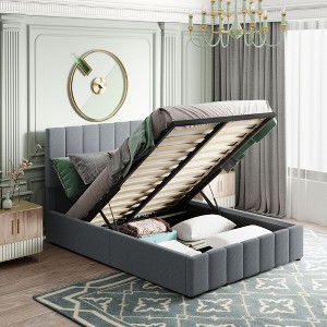 Okak Modern Upholstered Platform Bed Frame with Hydraulic Storage System,Minimalsit Master Bedroom Bed,No Box Spring Needed - 1 of 4