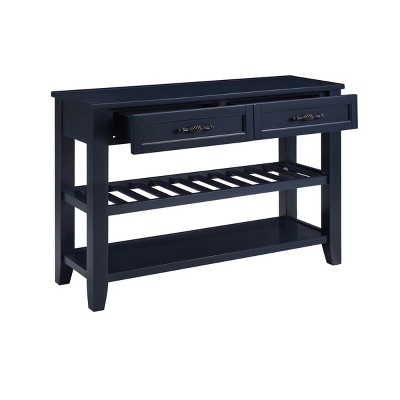 GlasFlength Console Tables Retro Design Console with Two Open Shelves Table Entryway Table Display Shelf for Room, Blue, 42.01"*13.78"*29.92"